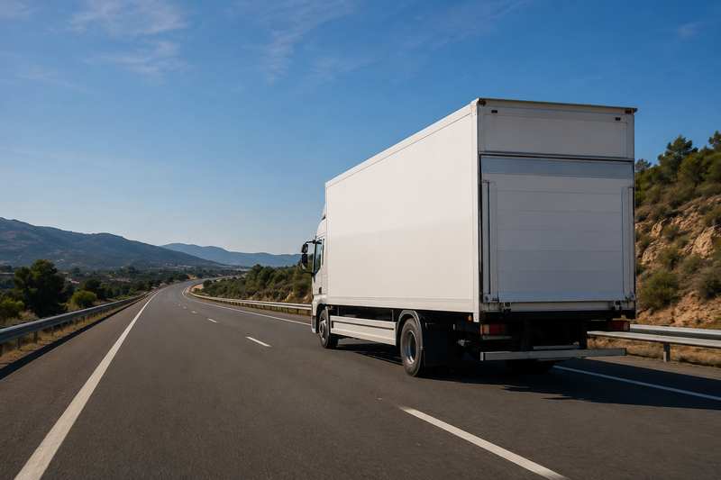 Grand camion de déménagement sur l'autoroute au départ du Var