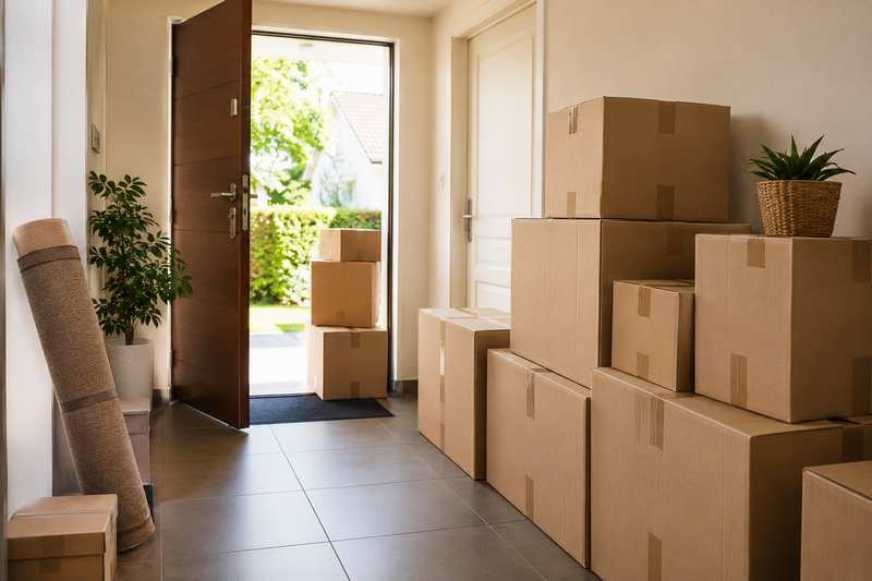 Cartons dans l'entrée d'une maison à Fréjus