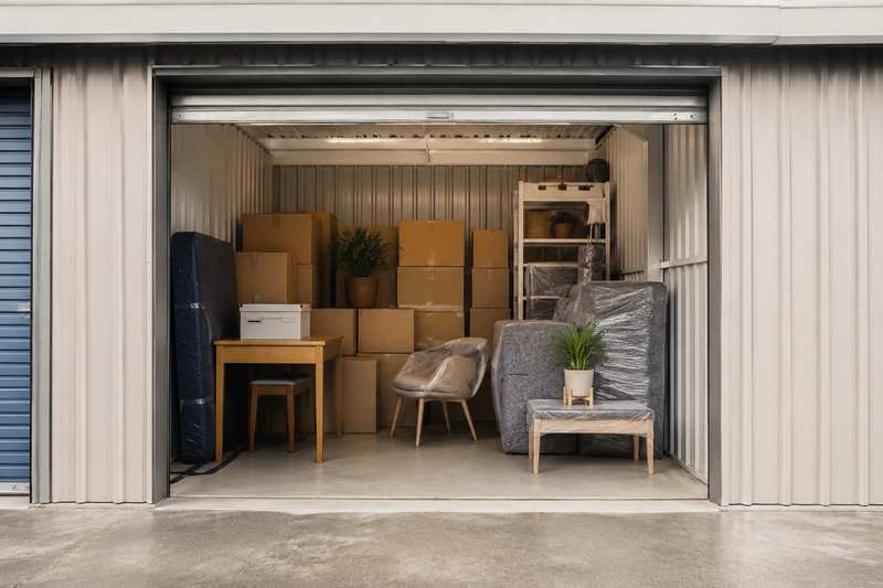 Intérieur d'un box de self-stockage rangé à Fréjus