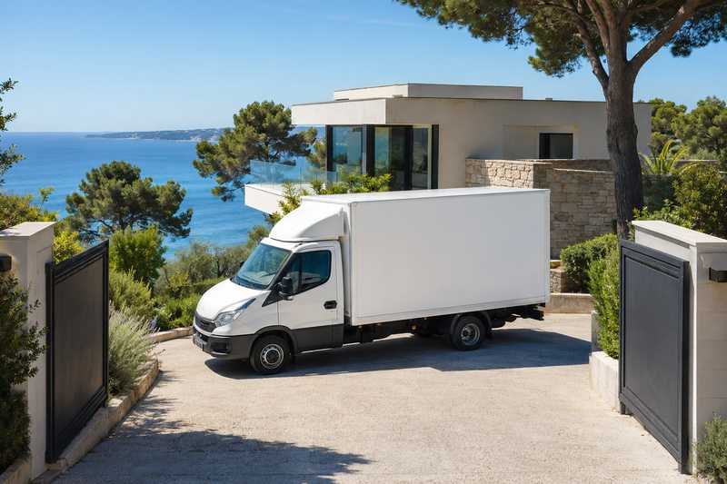 Camion de déménagement dans l’allée d’une villa du littoral varois